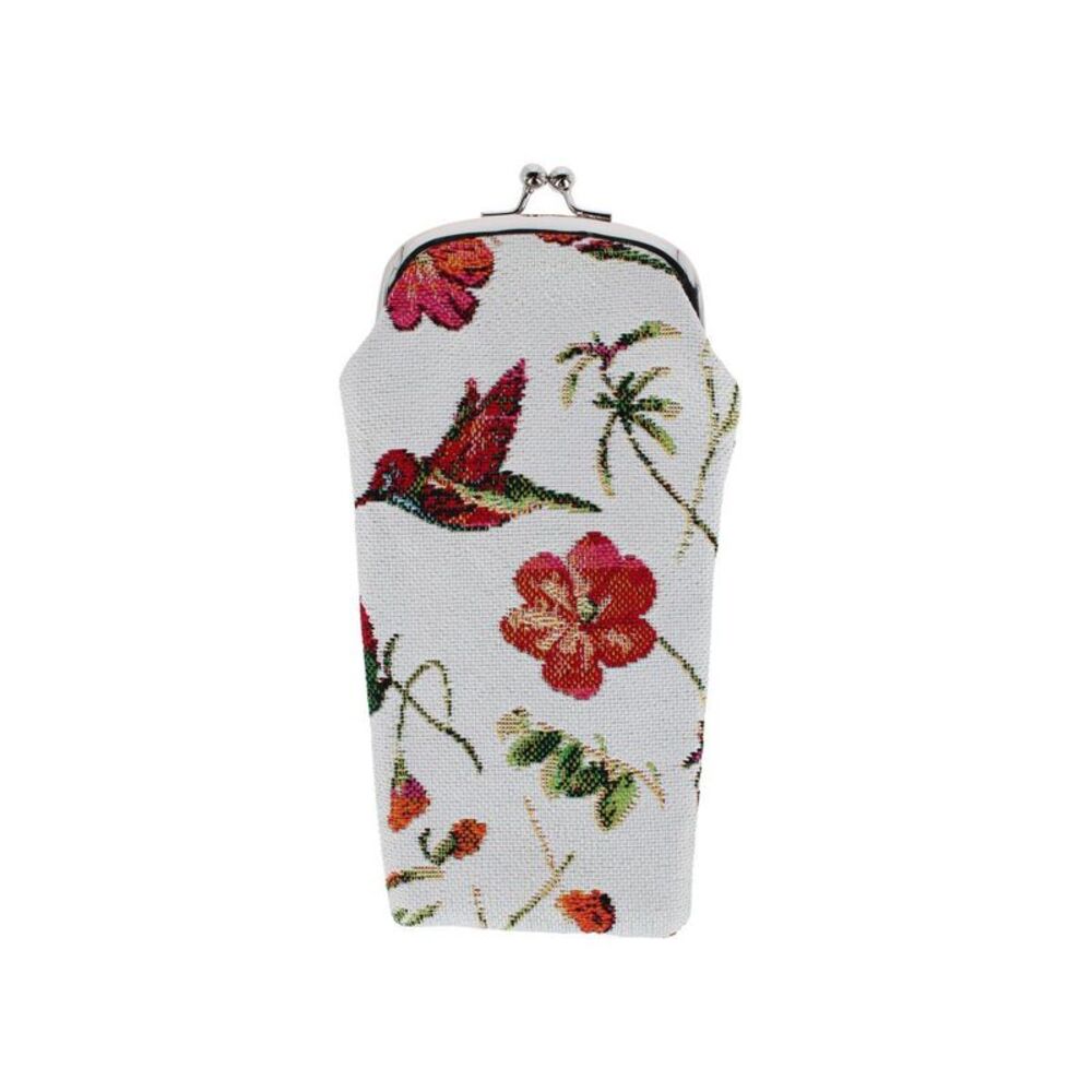 CTM Women's Hummingbird Print Tapestry Glasses Case
